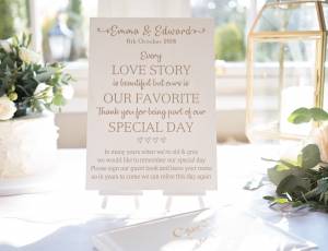 Product thumbnail Every Love Story Please Sign Our Guest Book Plaque