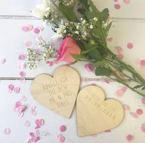 Product thumbnail Advice For The Newlyweds Wooden Hearts (pk of 10)